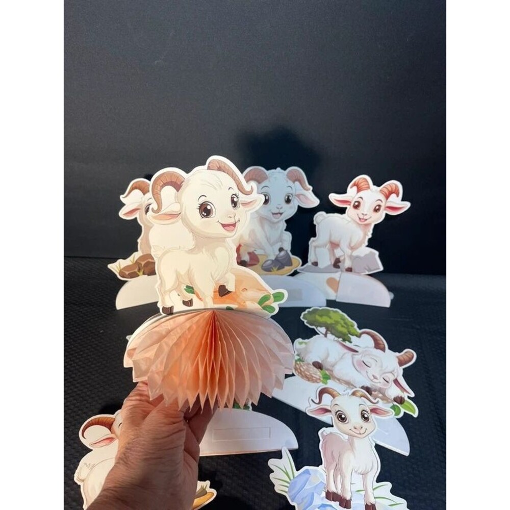 Vintage pack of 8 lambs pop up table decorations